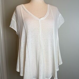 Free People White V-Neck Top